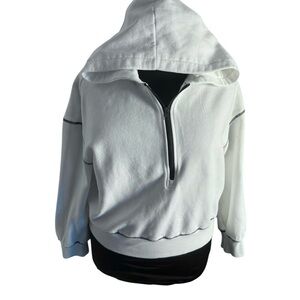 Pretty Garden Women’s White Hoodie Sweatshirt Long sleeve half Zip SZ XL Pre-LV